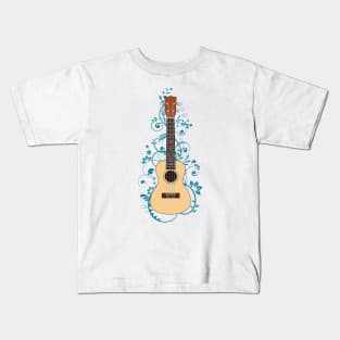 Natural Ukulele Flowering Vines Kids T-Shirt